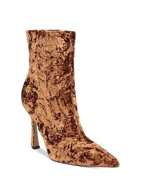 New SAM EDELMAN ELLA crushed velvet pointy toe ankle booties in bronze gold 8.5